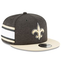 Men's New Orleans Saints New Era Black/Gold 2018 NFL Sideline Home Official 9FIFTY Snapback Adjustable Hat 3058542